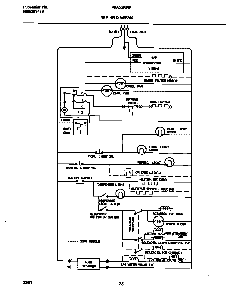 WIRING DIAGRAM Diagram and Parts List for FRS20WRFW0  Frigidaire Refrigerator