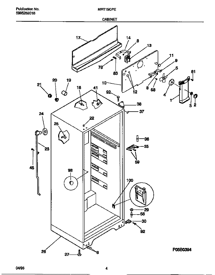 CABINET Diagram and Parts List for MRT15CPEW0  Frigidaire Refrigerator