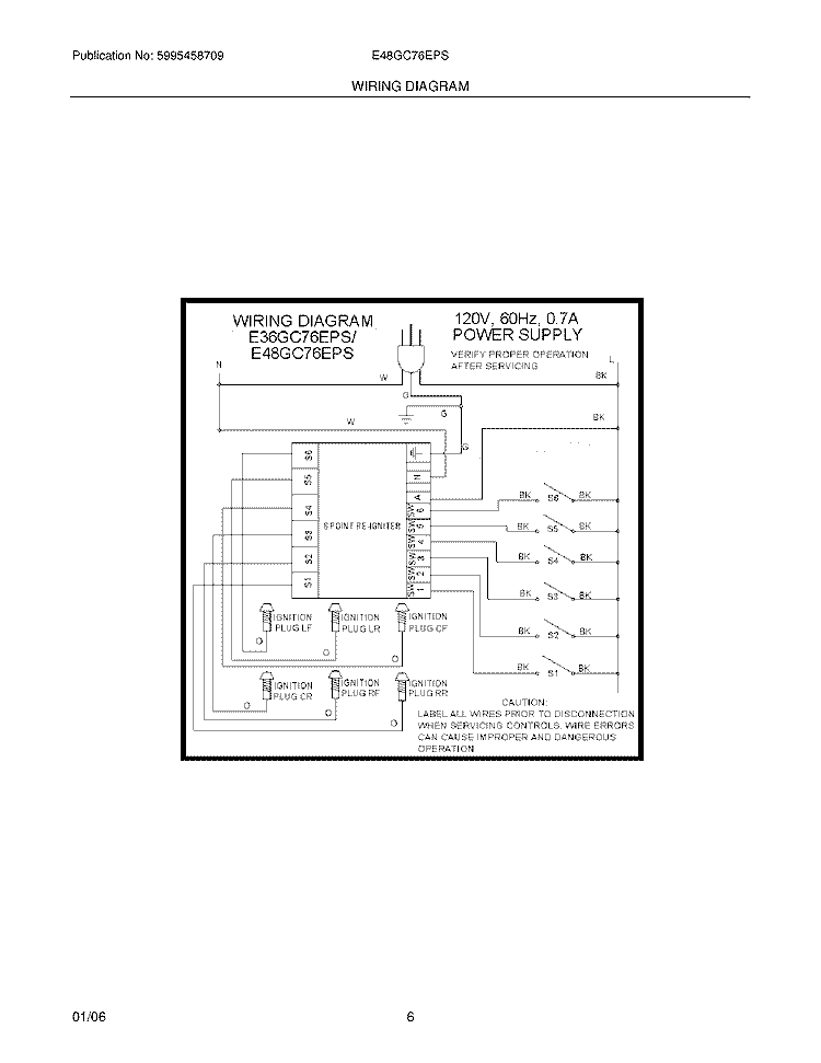 WIRING DIAGRAM Diagram and Parts List for E48GC76EPS  Electrolux Cooktop