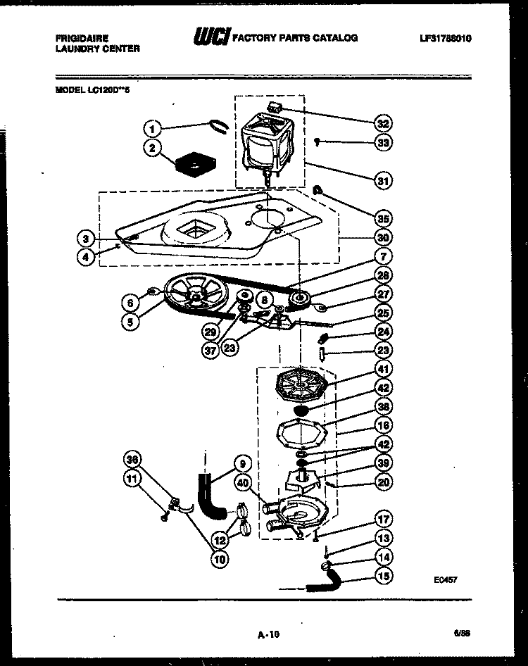 WASHER DRIVE SYSTEM AND PUMP Diagram and Parts List for LC120DW5  Frigidaire Washer
