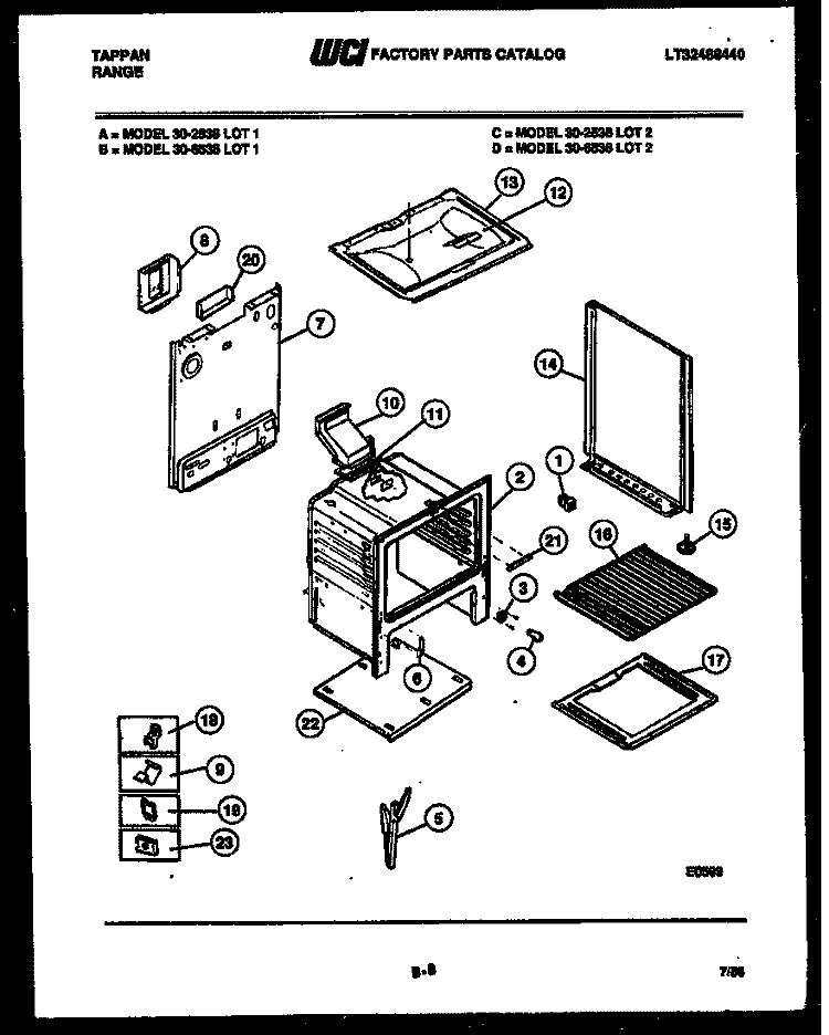 BODY PARTS Diagram and Parts List for 30-2538-23-01  Tappan Range
