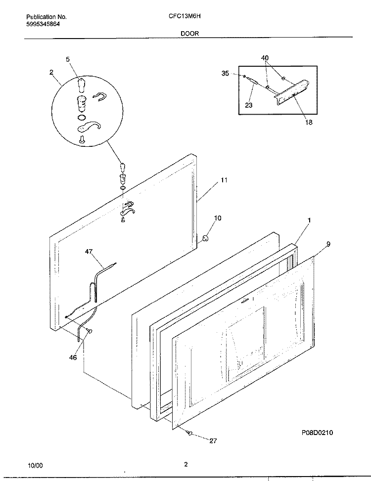 DOOR Diagram and Parts List for CFC13M6HW1  Frigidaire Freezer