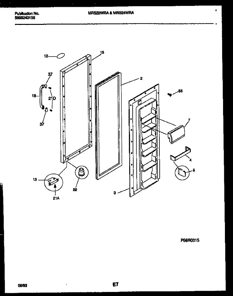 REFRIGERATOR DOOR PARTS Diagram and Parts List for MRS24WRADO  Frigidaire Refrigerator