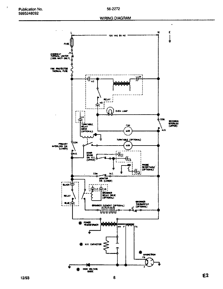 WIRING DIAGRAM Diagram and Parts List for 56-2272-10/02  Frigidaire Microwave