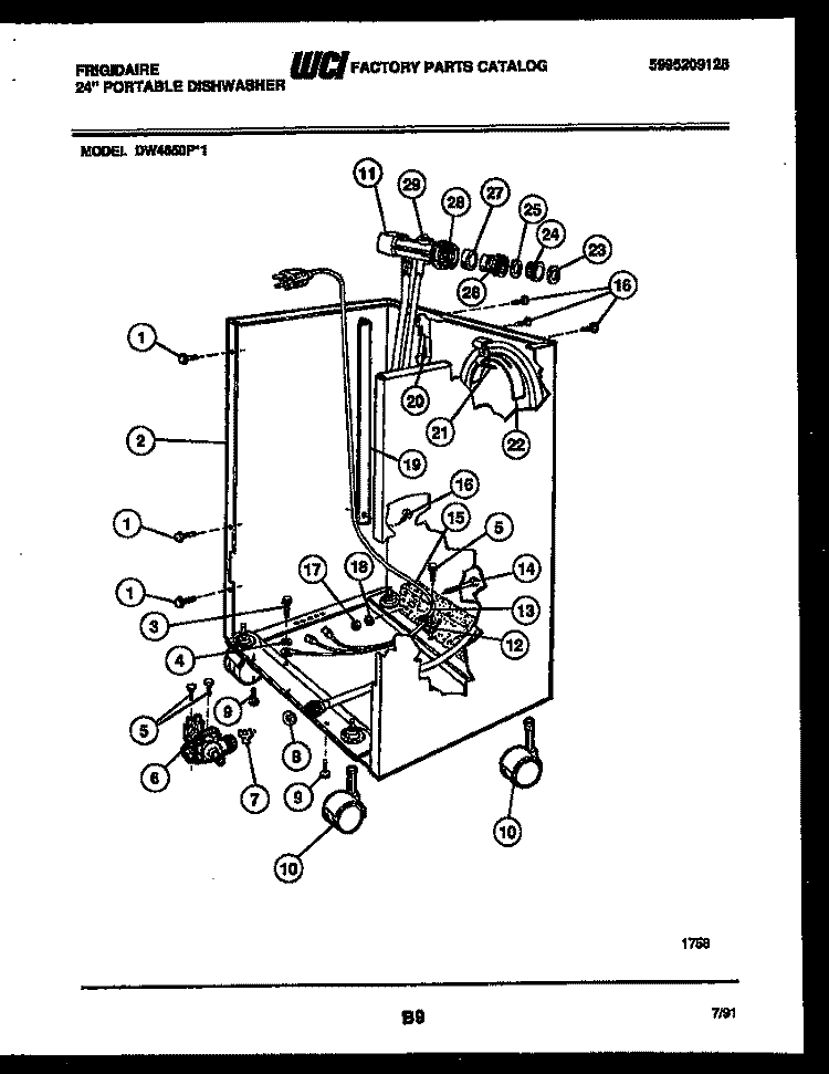 CABINET PARTS Diagram and Parts List for DW4650PW1  Frigidaire Dishwasher