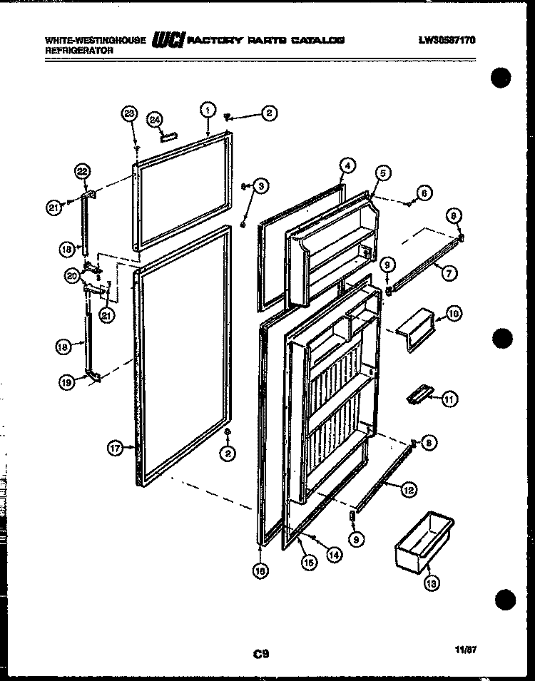 DOOR PARTS Diagram and Parts List for RT194ZCD1  Frigidaire Refrigerator