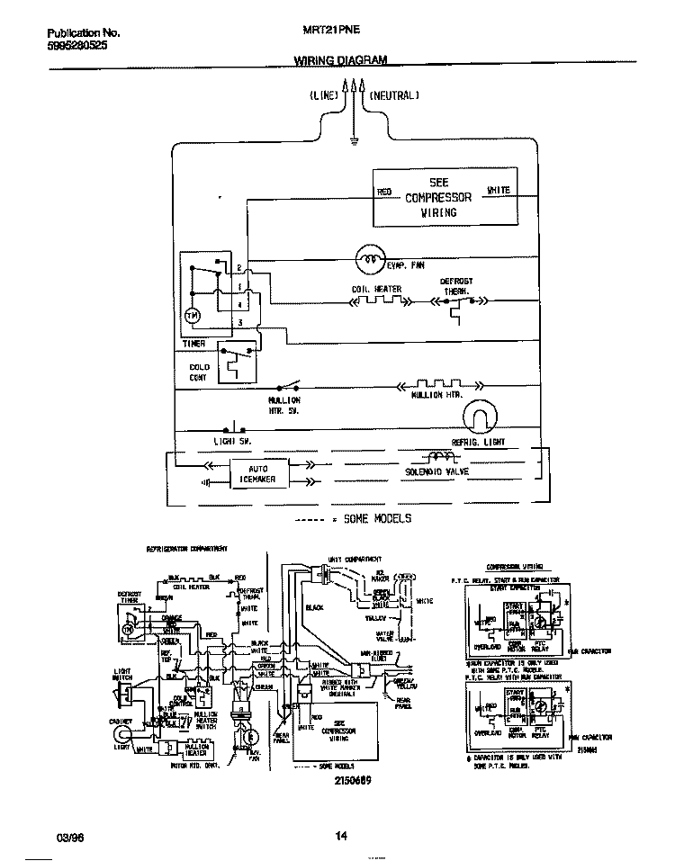 WIRING DIAGRAM Diagram and Parts List for MRT21PNED0  Frigidaire Refrigerator