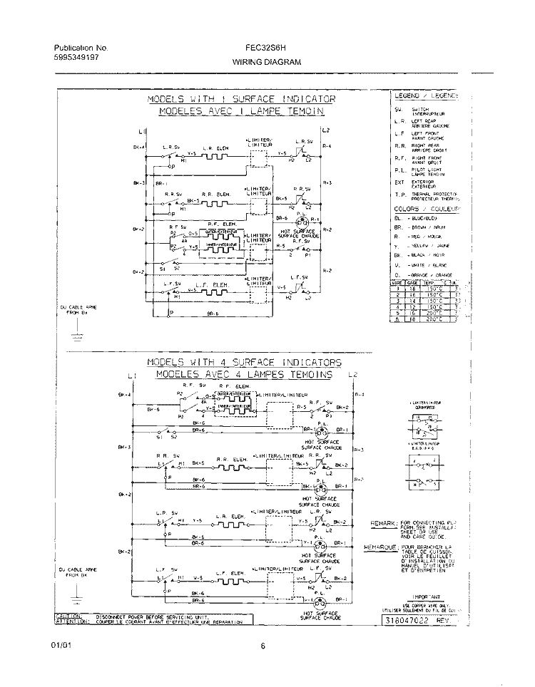 WIRING DIAGRAM Diagram and Parts List for FEC32S6HSB  Frigidaire Cooktop