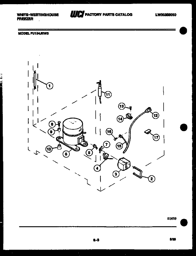 SYSTEM PARTS Diagram and Parts List for FU134JRW5  Frigidaire Freezer