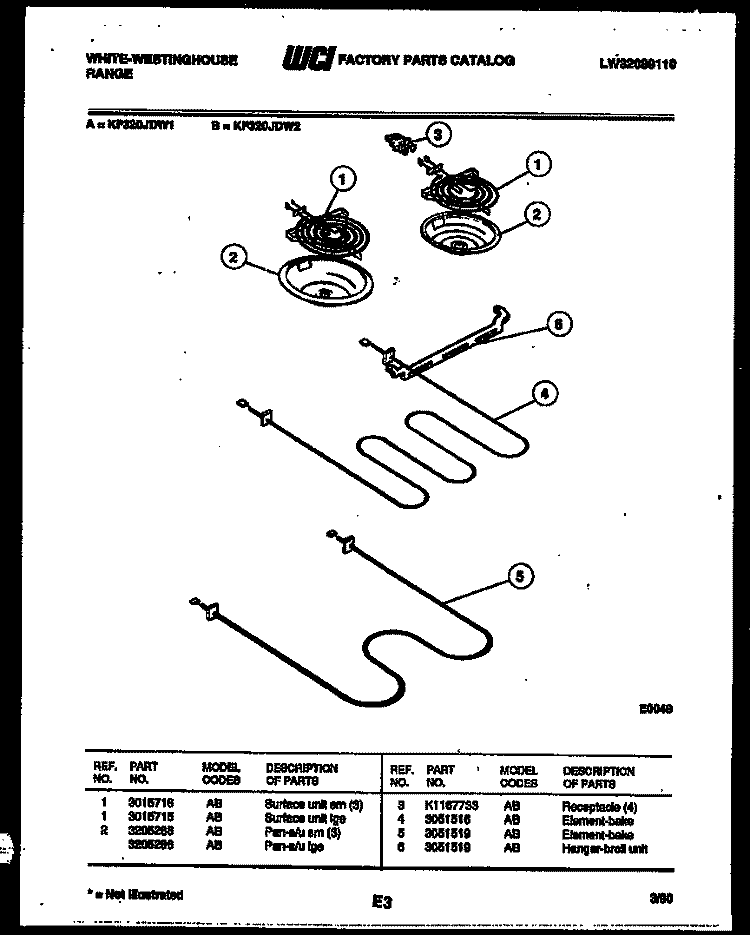 BROILER PARTS Diagram and Parts List for KF320JDD1  Kelvinator Range