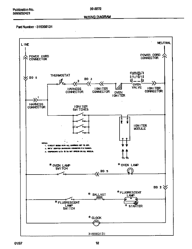 WIRING DIAGRAM Diagram and Parts List for 30-2272-00/07  Tappan Range
