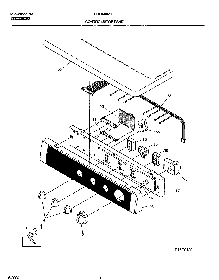 CONTROLS Diagram and Parts List for FSE848RHS0  Frigidaire Dryer