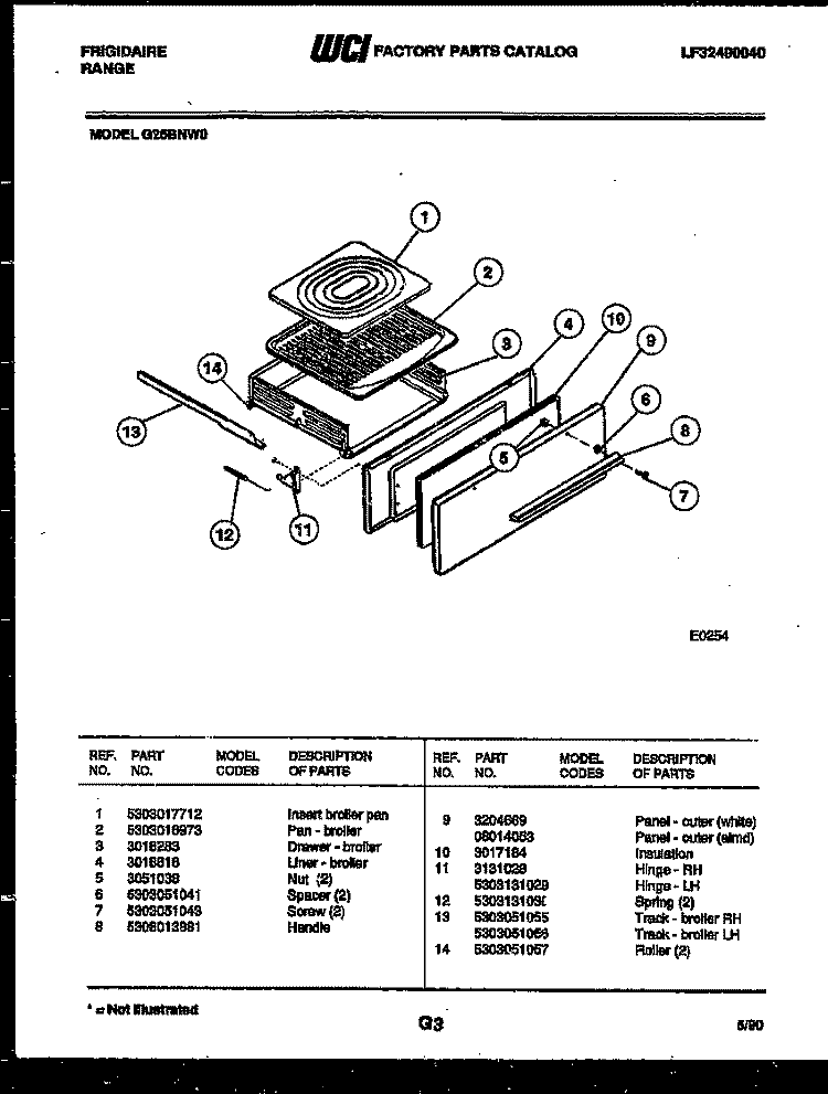 BURNER, MANIFOLD AND GAS CONTROL Diagram and Parts List for GB162EL  Frigidaire Cooktop