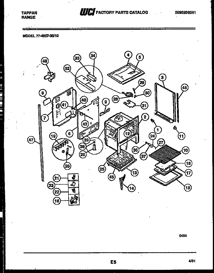 LOWER BODY PARTS Diagram and Parts List for 77-4957-32-10  Tappan Range