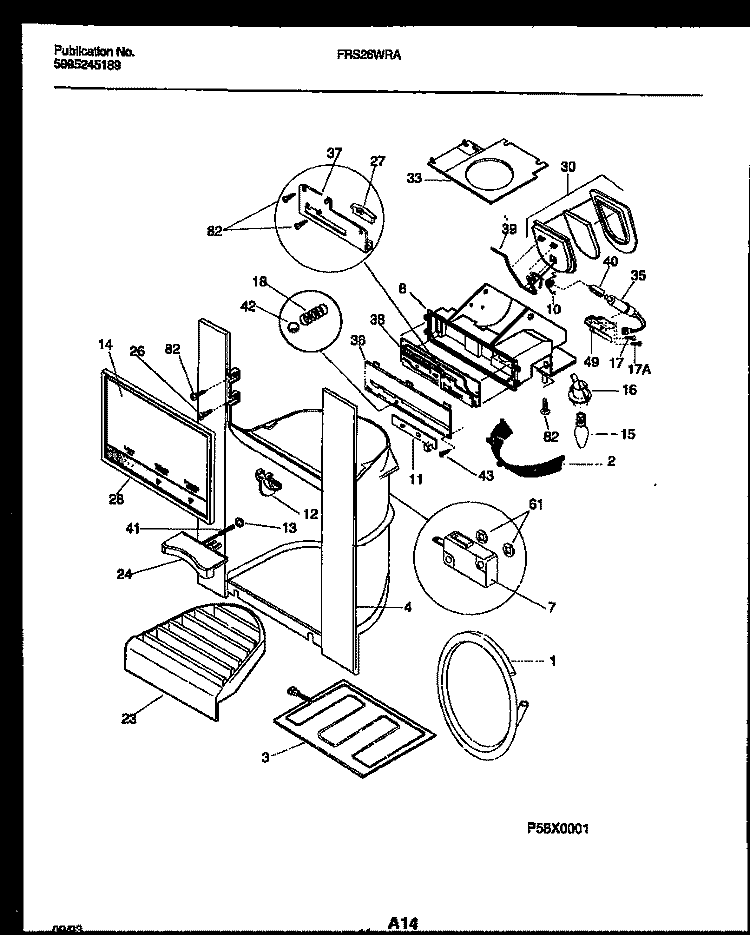 ICE DOOR, DISPENSER AND WATER TANKS Diagram and Parts List for FRS26WRAW0  Frigidaire Refrigerator