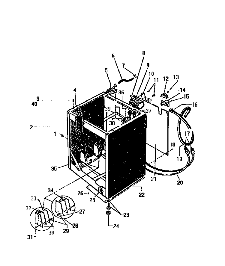 CABINET, HOSES Diagram and Parts List for LT800JXF1  Frigidaire Washer