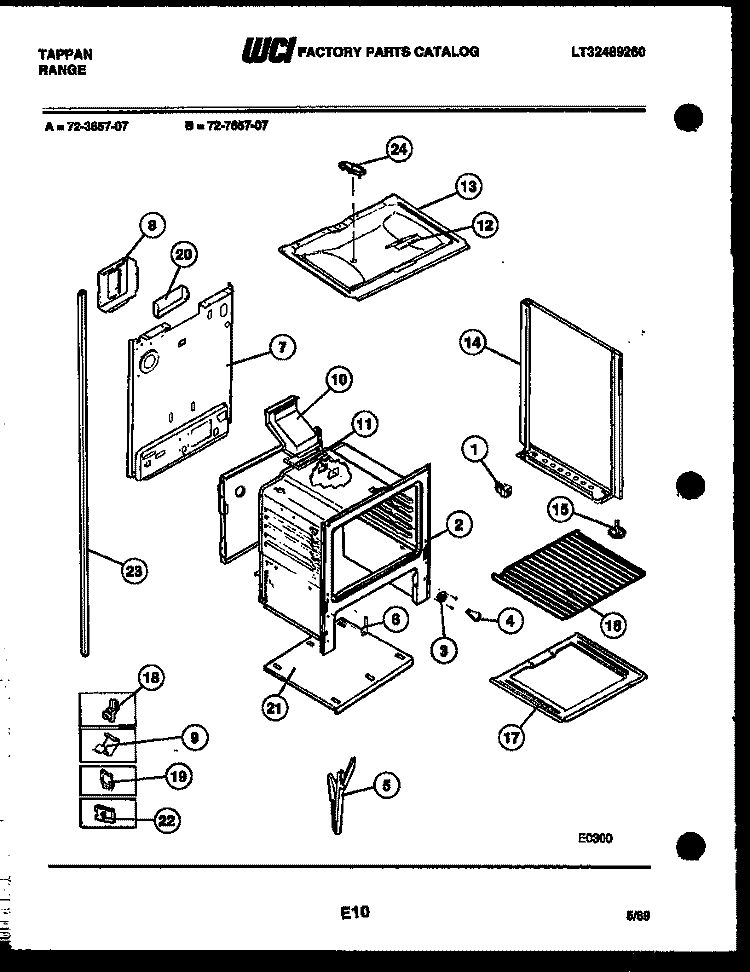 LOWER BODY PARTS Diagram and Parts List for 72-3657-00-07  Tappan Range
