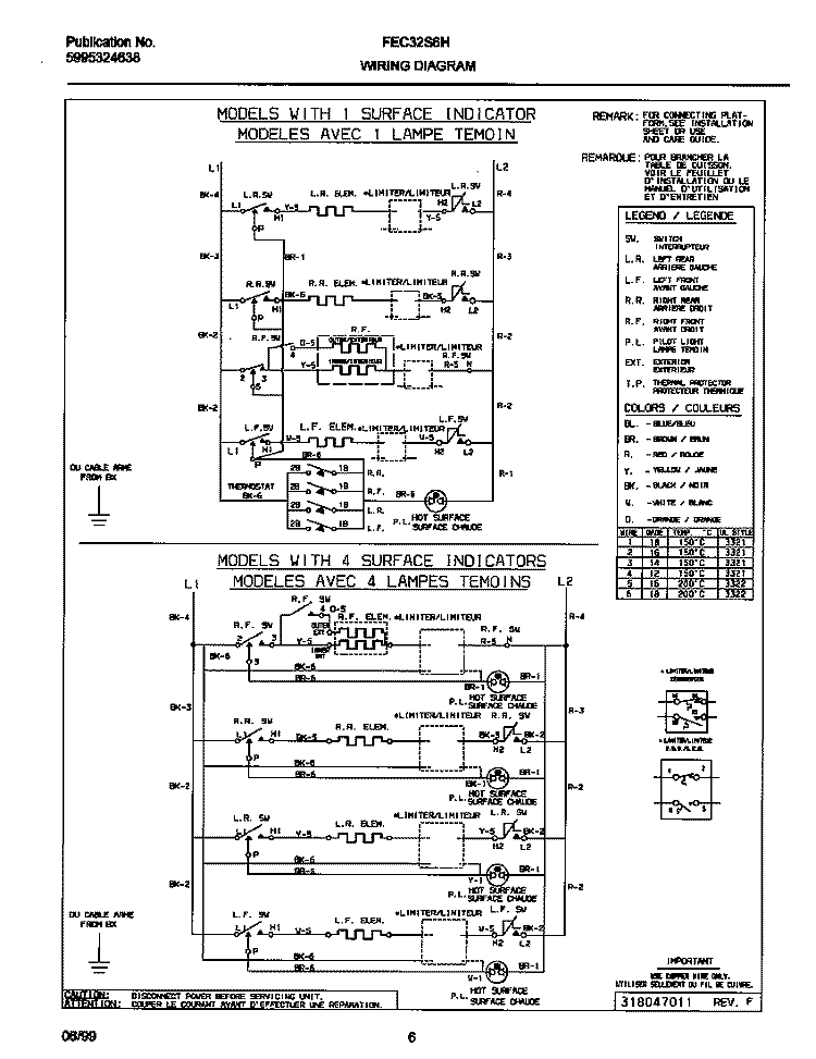 WIRING DIAGRAM Diagram and Parts List for FEC32S6HBA  Frigidaire Cooktop