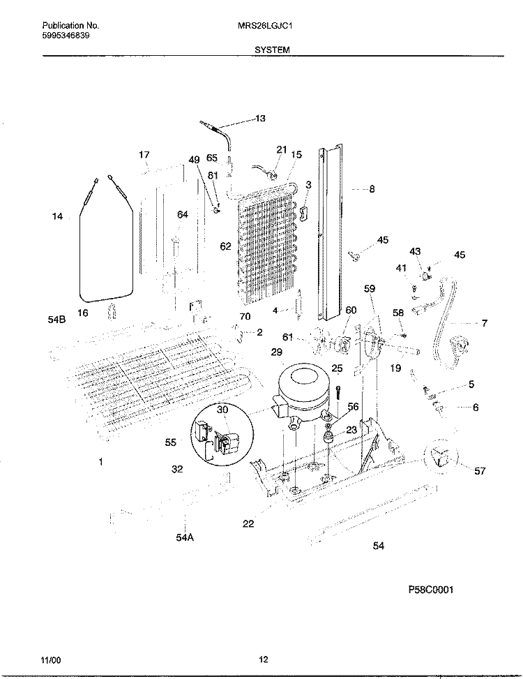 SYSTEM Diagram and Parts List for MRS26LGJC1  Uni Refrigerator