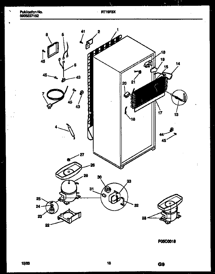 SYSTEM AND AUTOMATIC DEFROST PARTS Diagram and Parts List for RT19F5WX3C  Gibson Refrigerator
