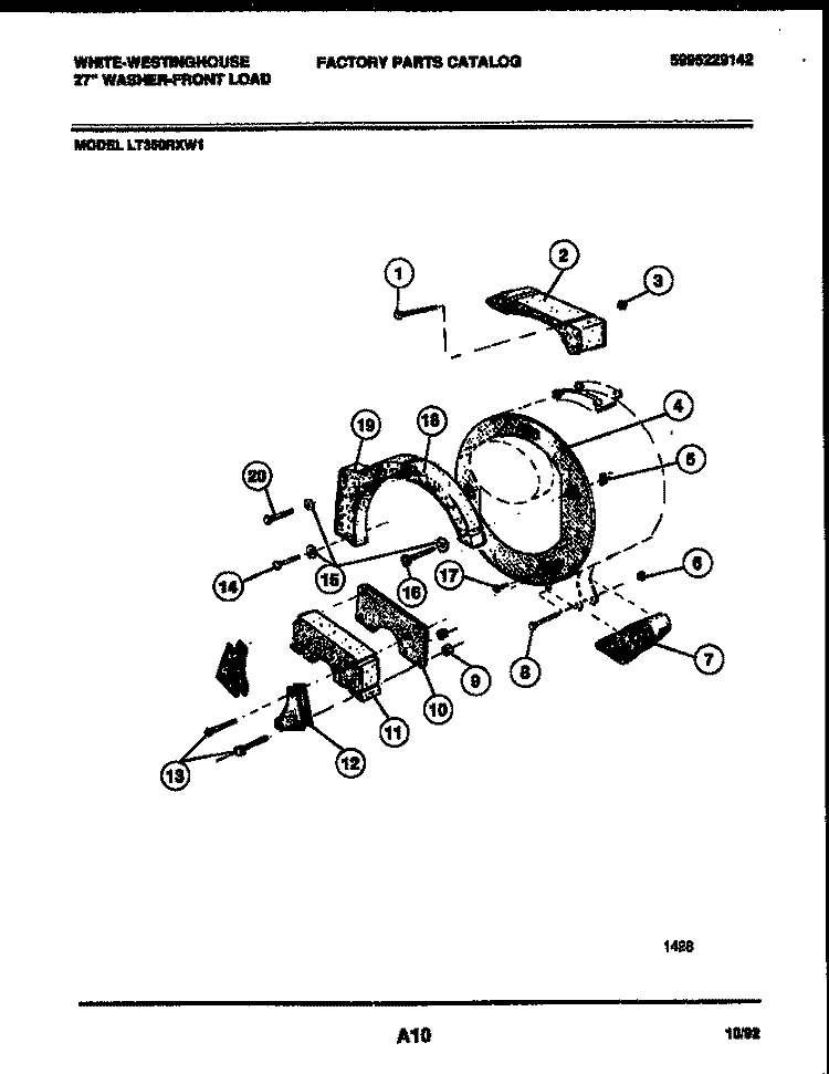 COUNTERWEIGHTS Diagram and Parts List for LT350RXW1  Frigidaire Washer
