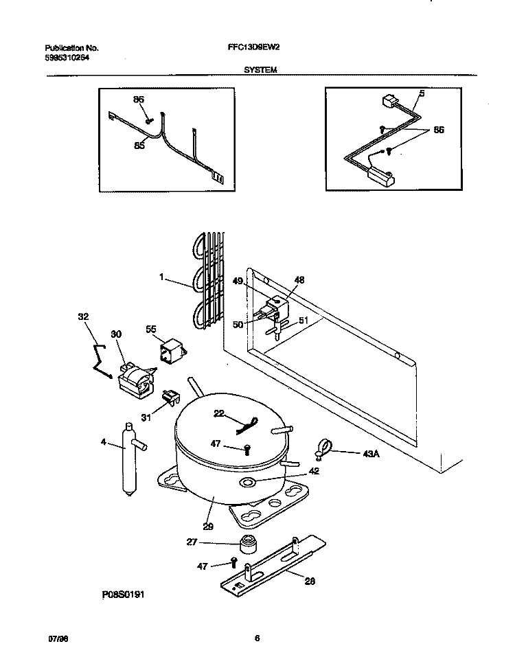 SYSTEM Diagram and Parts List for FFC13D9EW2  Frigidaire Freezer