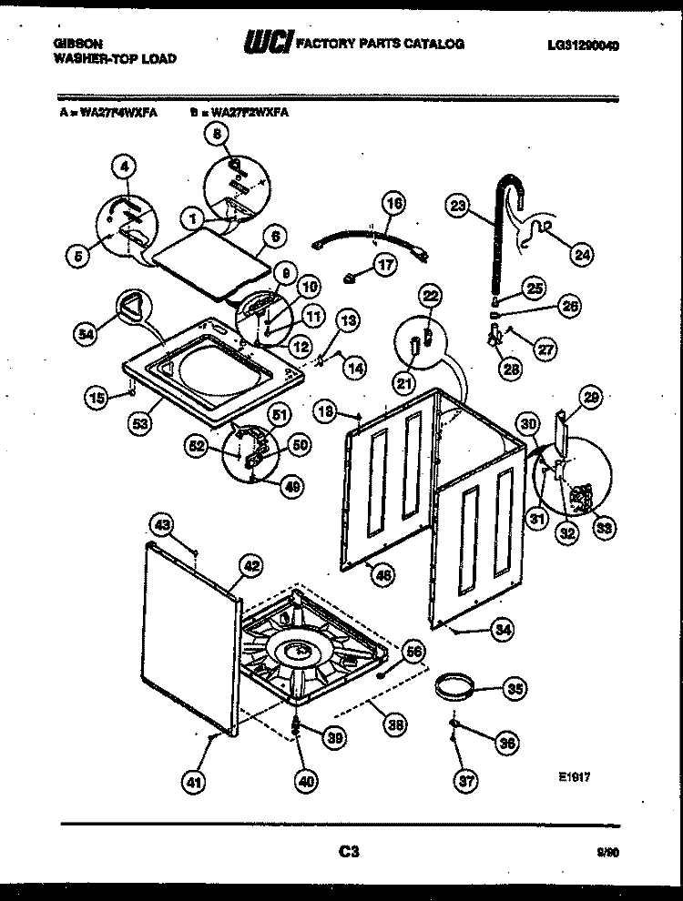 CABINET PARTS Diagram and Parts List for WA27F2WXFA  Gibson Washer