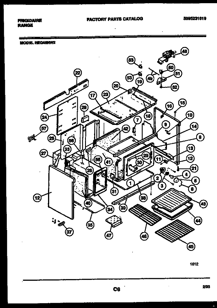 BODY PARTS Diagram and Parts List for REG46NL2  Frigidaire Range