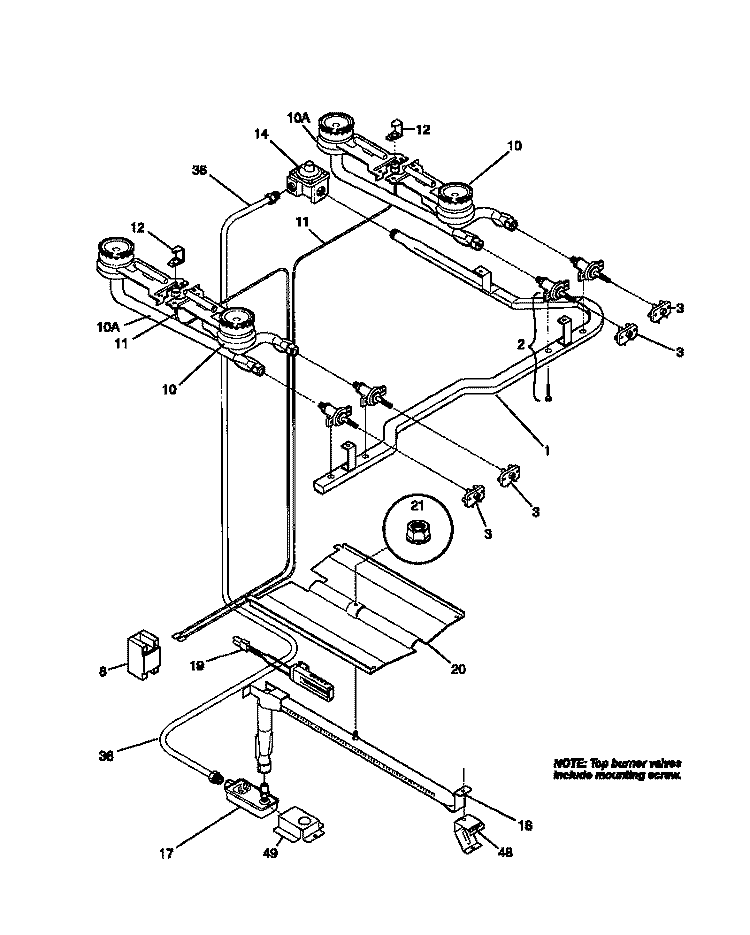 BURNER Diagram and Parts List for GGF322BBWC  Gibson Range