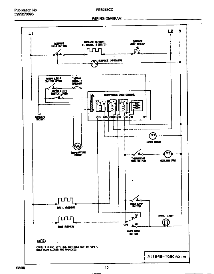 WIRING DIAGRAM Diagram and Parts List for FES355CCSD  Frigidaire Range
