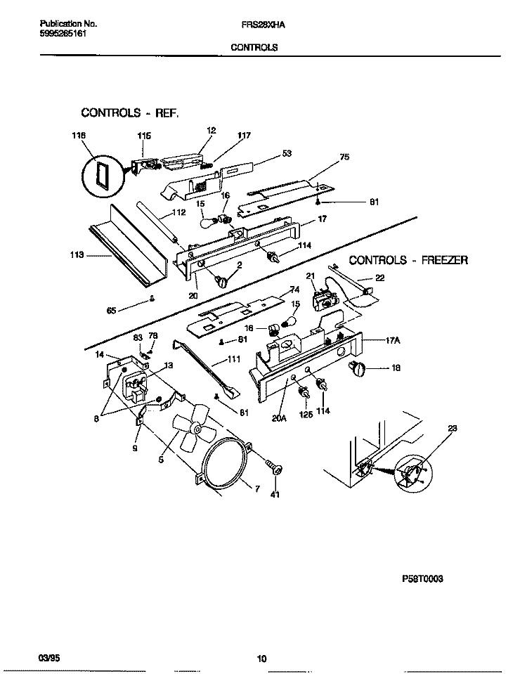 CONTROLS Diagram and Parts List for FRS28XHAD3  Frigidaire Refrigerator