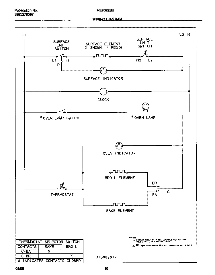 WIRING DIAGRAM Diagram and Parts List for MEF322BBWD  Frigidaire Range
