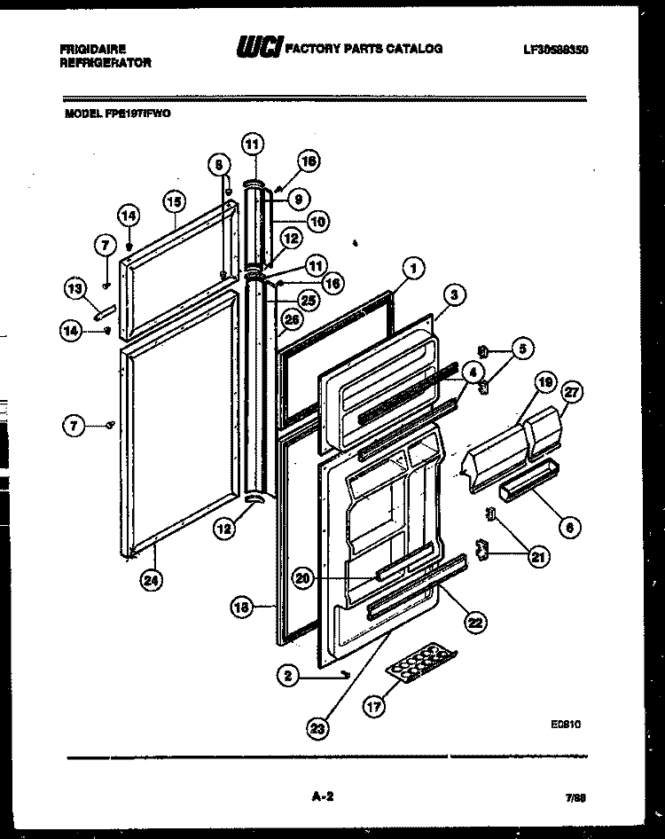 DOOR PARTS Diagram and Parts List for FPE19TIFF0  Frigidaire Refrigerator