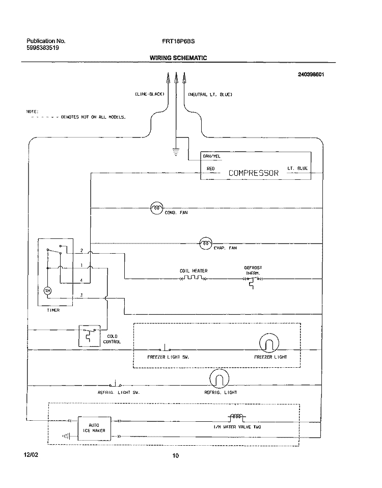 WIRING SCHEMATIC Diagram and Parts List for FRT18P6BSB0  Frigidaire Refrigerator