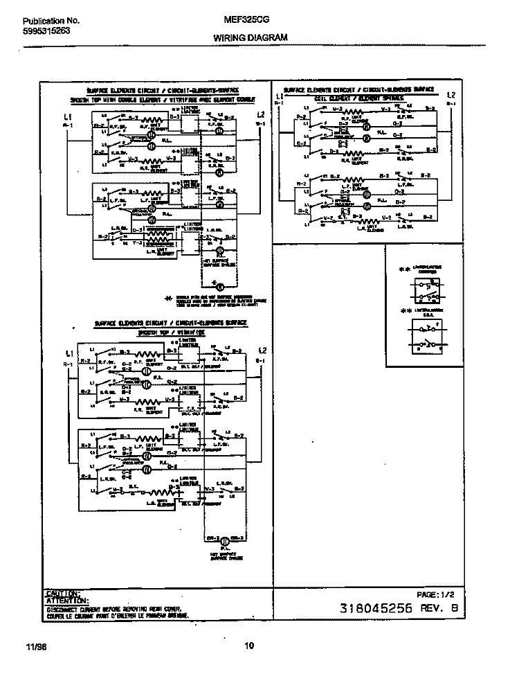 WIRING DIAGRAM Diagram and Parts List for MEF325CGS4  Frigidaire Range