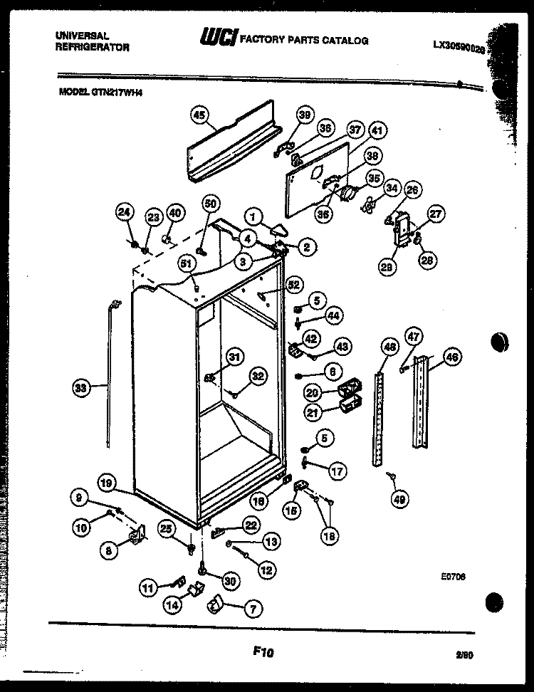 CABINET PARTS Diagram and Parts List for GTN217WHD4  Frigidaire Refrigerator