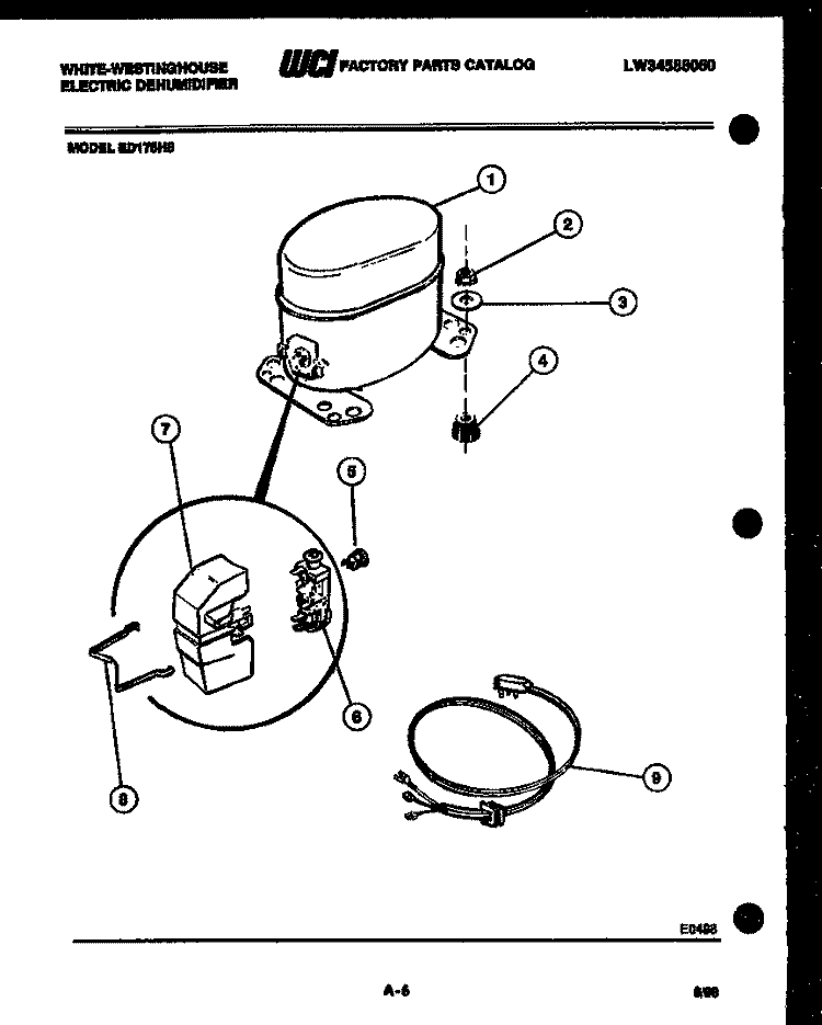 COMPRESSOR PARTS Diagram and Parts List for ED175H6  Frigidaire Dehumidifier