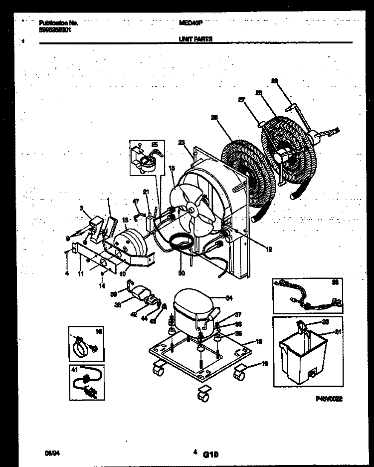 UNIT PARTS Diagram and Parts List for MED40P4  Frigidaire Dehumidifier