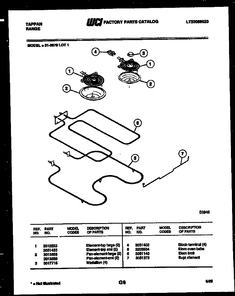 BROILER PARTS Diagram and Parts List for 31-3979-23-01  Tappan Range