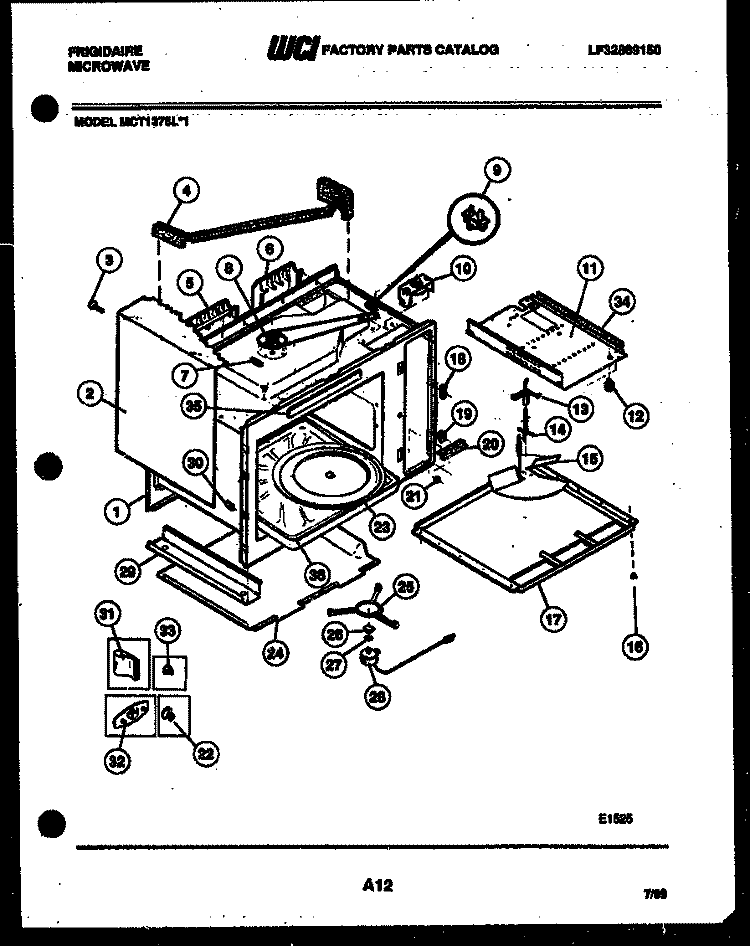 BODY PARTS Diagram and Parts List for MCT1375L1  Frigidaire Microwave