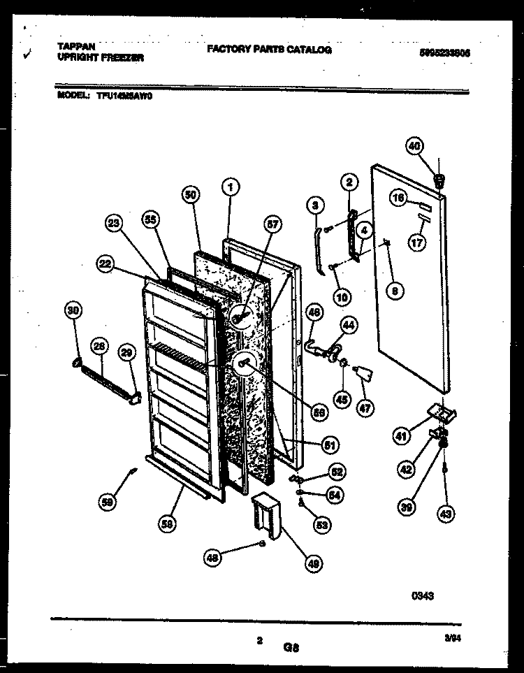 DOOR PARTS Diagram and Parts List for TFU14M5AW0  Tappan Freezer