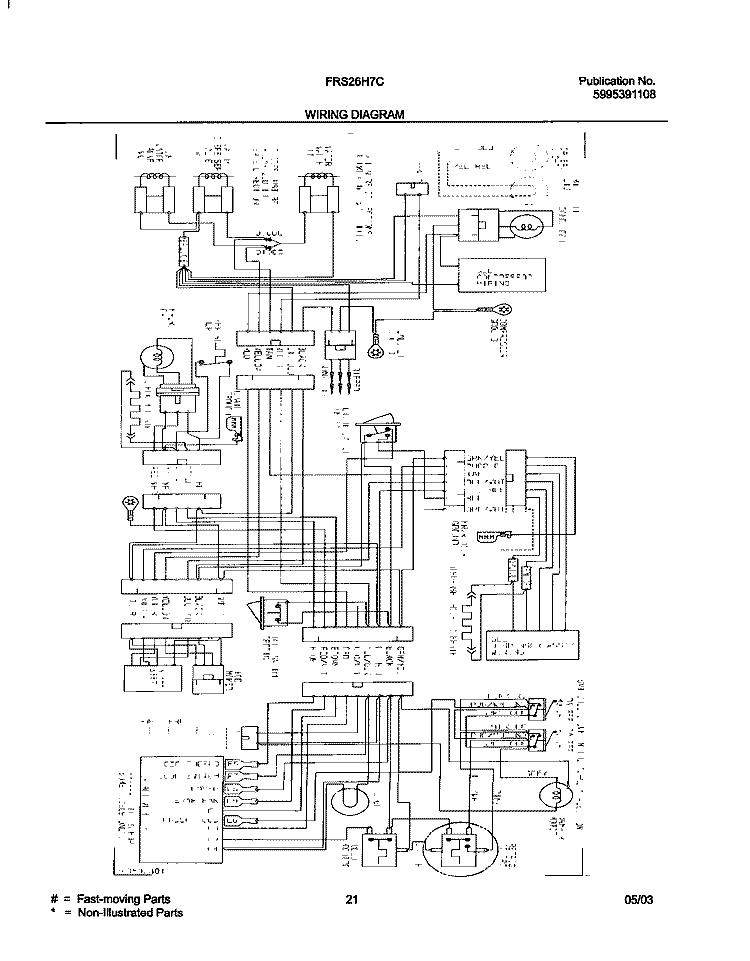 WIRING DIAGRAM Diagram and Parts List for FRS26H7CW0  Frigidaire Refrigerator