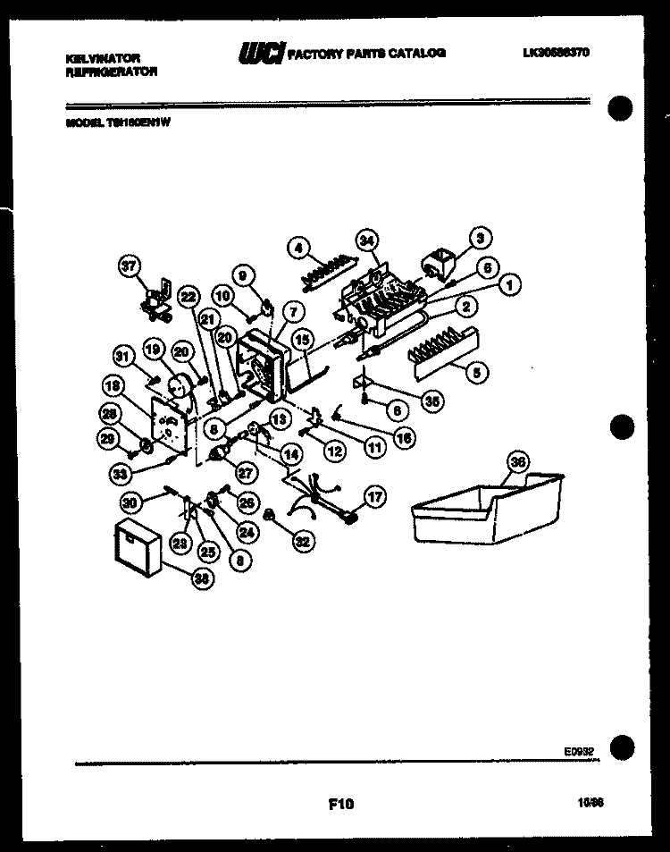 ICE MAKER PARTS Diagram and Parts List for TSI180EN1F  Kelvinator Refrigerator