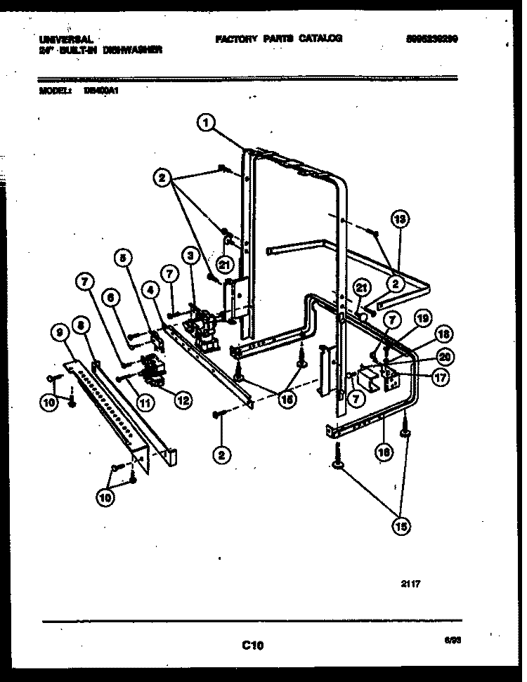 POWER DRY AND MOTOR PARTS Diagram and Parts List for DB400A1  Frigidaire Dishwasher