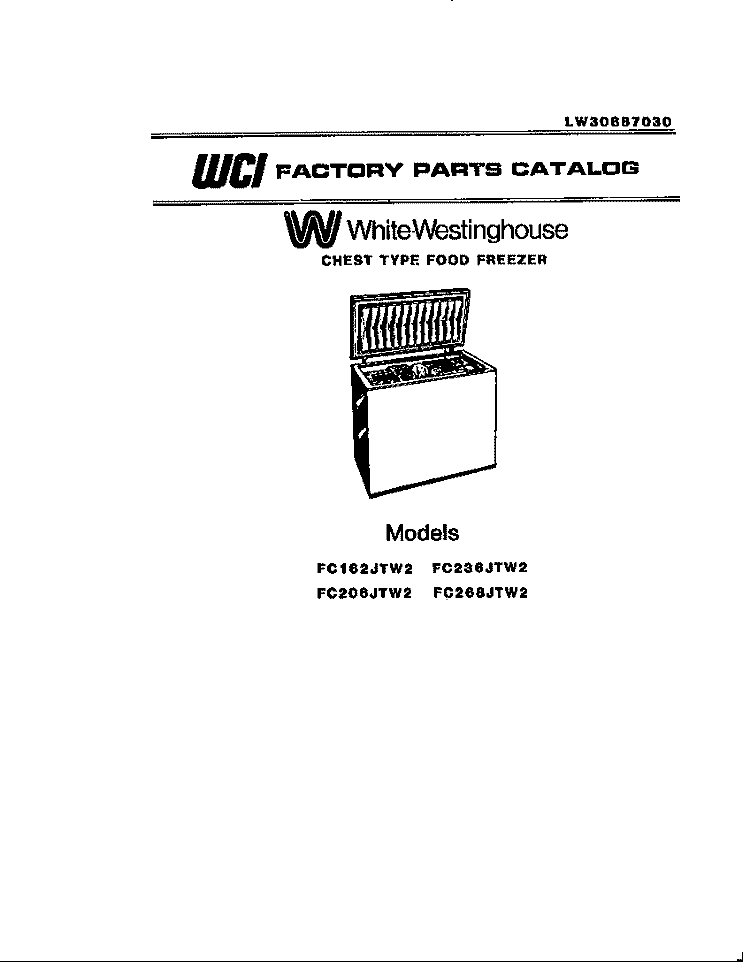 COVER Diagram and Parts List for FC268JTW2  Frigidaire Freezer