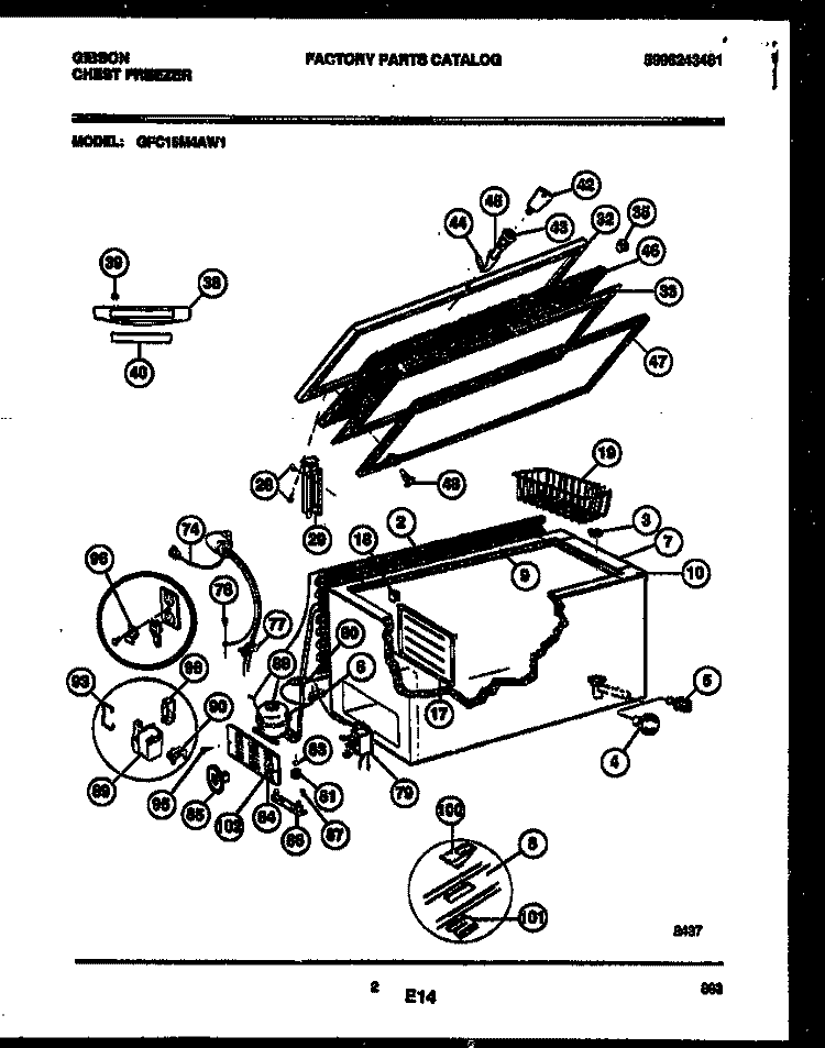 CHEST FREEZER PARTS Diagram and Parts List for GFC15M4AW1  Gibson Freezer