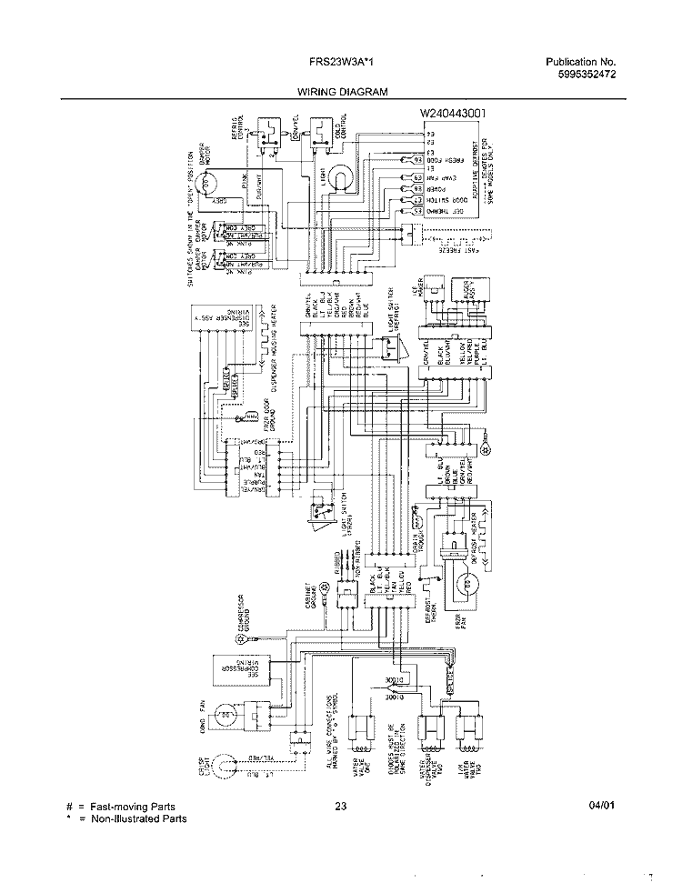 WIRING DIAGRAM Diagram and Parts List for FRS23W3AQ0  Frigidaire Refrigerator