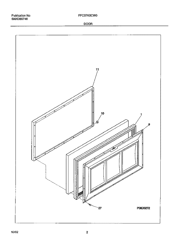 DOOR Diagram and Parts List for FFC07K0CW0  Frigidaire Freezer