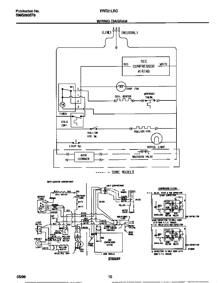 WIRING DIAGRAM Diagram and Parts List for FRT21LRCW2  Frigidaire Refrigerator