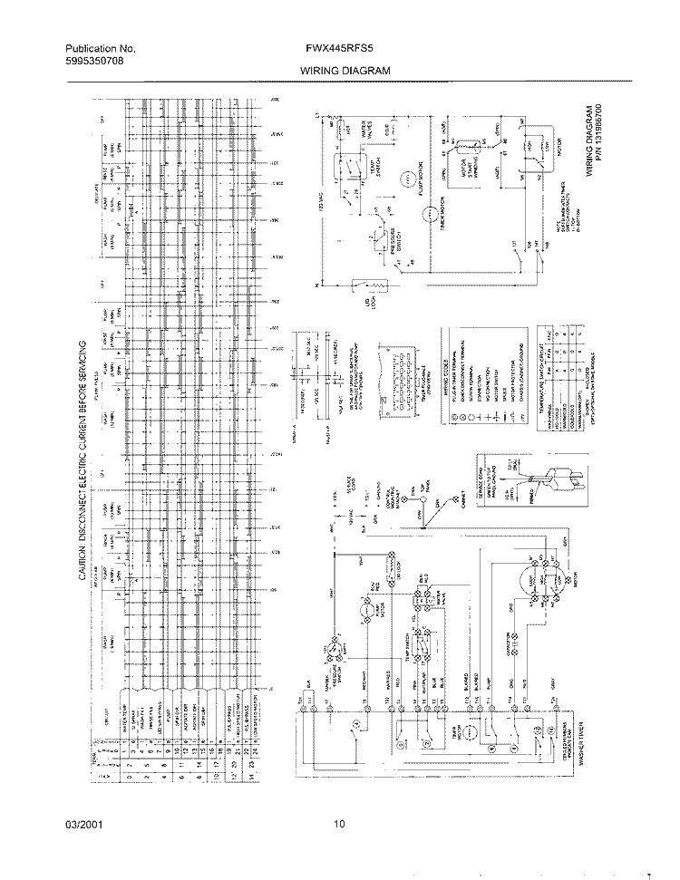 131986700 WIRING DIAGRAM Diagram and Parts List for FWX445RFS5  Frigidaire Washer